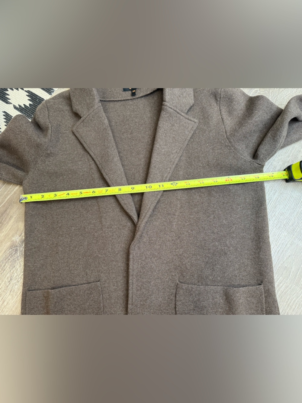QUINCE 100% Organic Cotton Knit Blazer Heather Brown XS - Picture 8 of 11